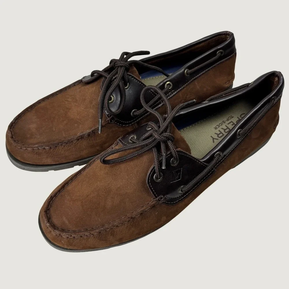 Sperry Top-Sider Boat Shoe Mens 12M Brown Leather Moc Toe 0777896 Nautical
